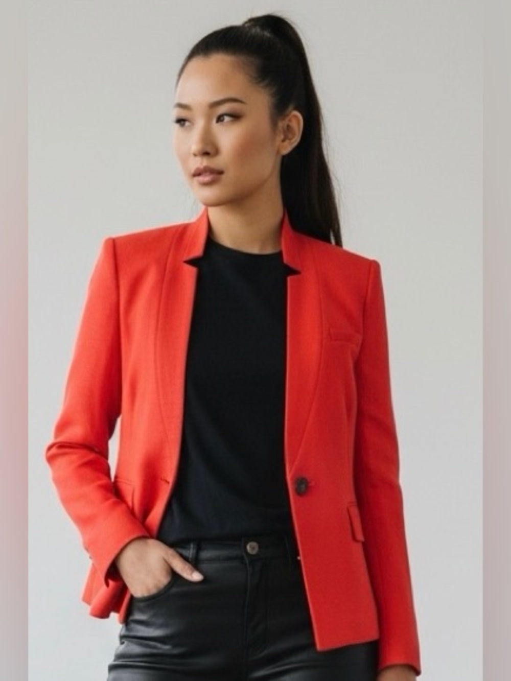 *Veronica Beard Farley Stand Collar One Button Blazer Red Sz 8